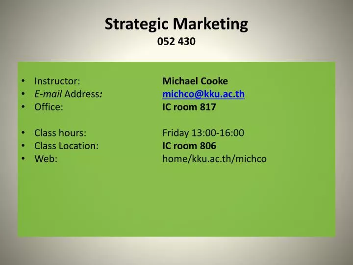 strategic marketing 052 430