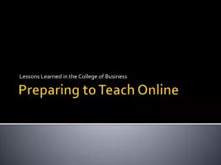 Preparing to Teach Online