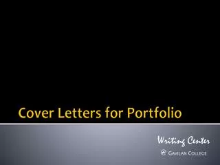 Cover Letters for Portfolio