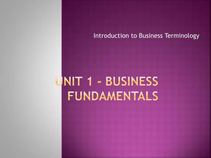 unit 1 business fundamentals