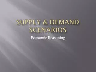 Supply &amp; Demand Scenarios