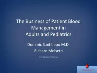 The Business of Patient Blood Management in Adults and Pediatrics