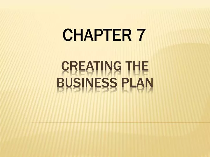 creating the business plan