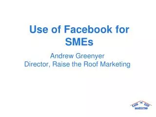 Use of Facebook for SMEs