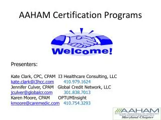 AAHAM Certification Programs