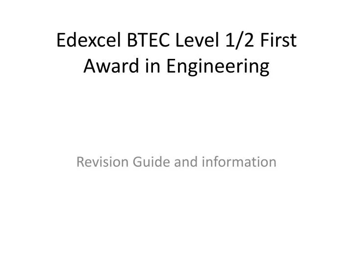 edexcel btec level 1 2 first award in engineering