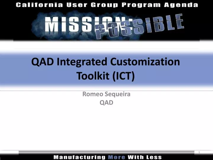 qad integrated customization toolkit ict