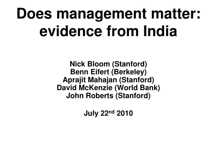 does management matter evidence from india