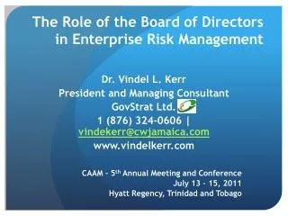 The Role of the Board of Directors in Enterprise Risk Management