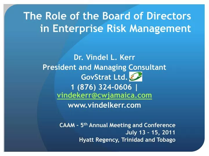the role of the board of directors in enterprise risk management