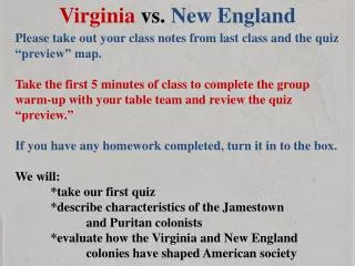 Virginia vs. New England