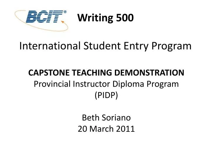 writing 500 international student entry program