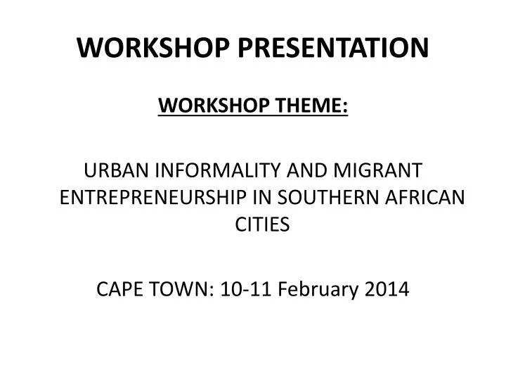 workshop presentation