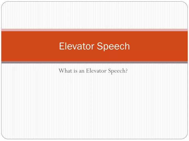 elevator speech