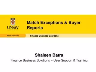 Match Exceptions &amp; Buyer Reports