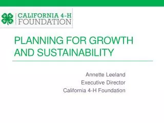 Planning for Growth and Sustainability