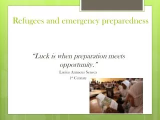 Refugees and emergency preparedness