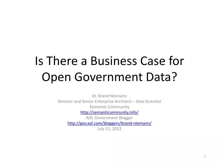 is there a business case for open government data