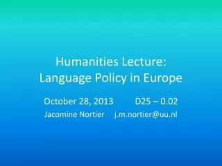 Humanities Lecture: Language Policy in Europe