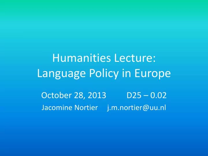 humanities lecture language policy in europe