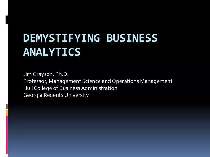 demystifying business analytics