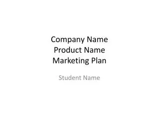 Company Name Product Name Marketing Plan