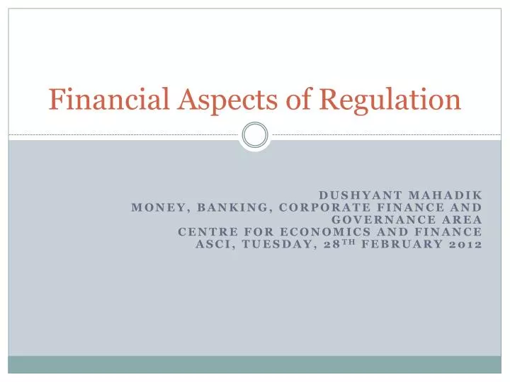 financial aspects of regulation