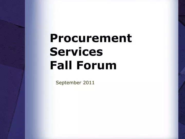 procurement services fall forum