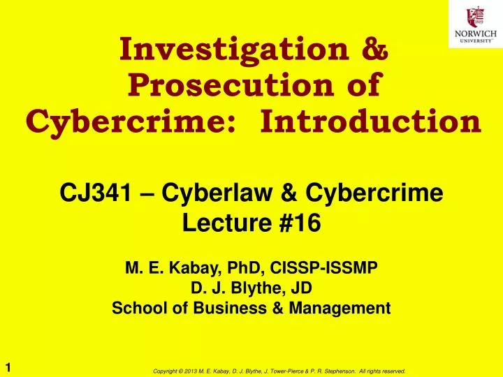 investigation prosecution of cybercrime introduction