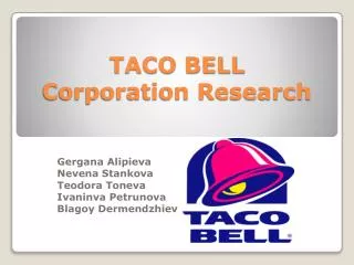 TACO BELL Corporation Research