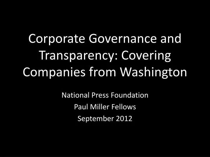 corporate governance and transparency covering companies from washington