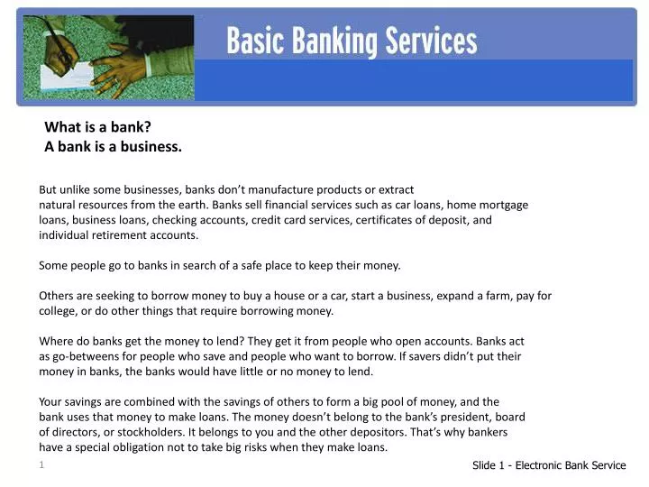 slide 1 electronic bank service
