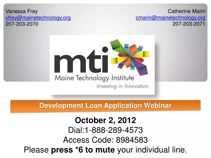 development loan application webinar