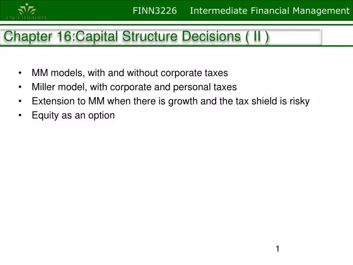 chapter 16 capital structure decisions ii
