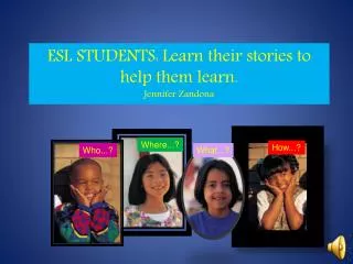 ESL STUDENTS : Learn their stories to help them learn. Jennifer Zandona