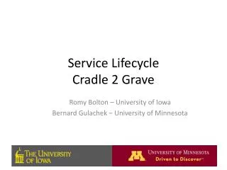 Service Lifecycle Cradle 2 Grave