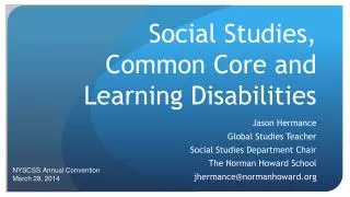 Social Studies, Common Core and Learning Disabilities