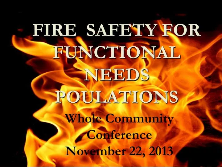 fire safety for functional needs poulations