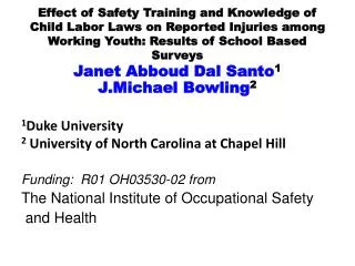 Effect of Safety Training and Knowledge of Child Labor Laws on Reported Injuries among Working Youth: Results of School