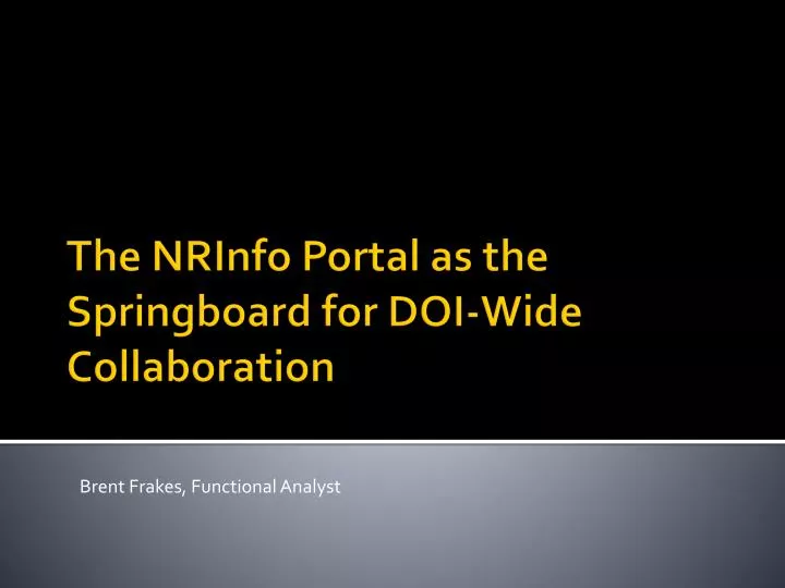 the nrinfo portal as the springboard for doi wide collaboration