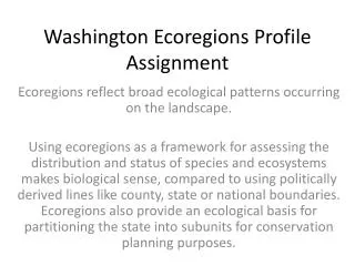 Washington Ecoregions Profile Assignment