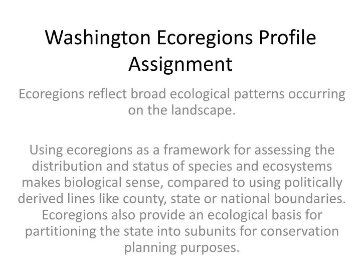 washington ecoregions profile assignment