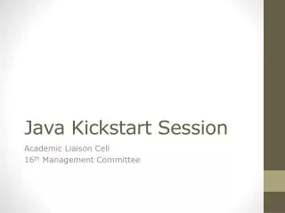 Java Kickstart Session