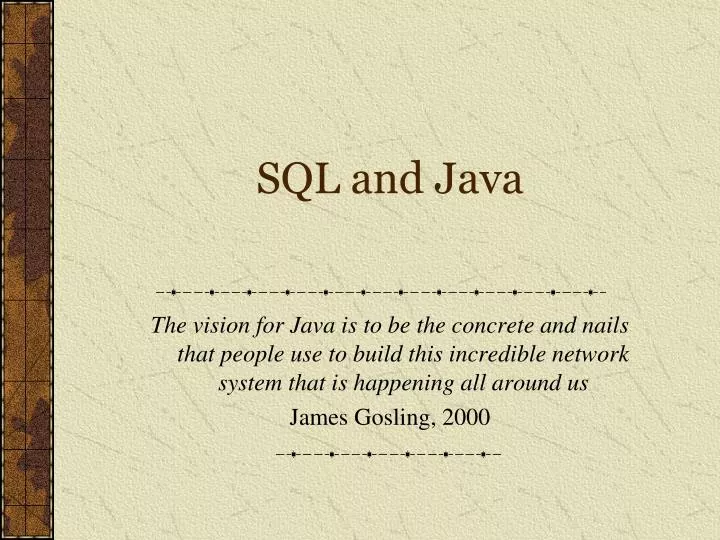 sql and java