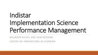 Indistar Implementation Science Performance Management
