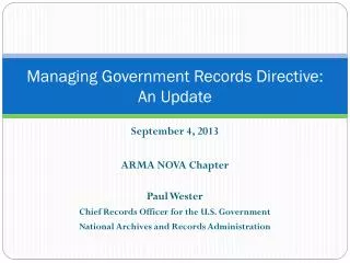 Managing Government Records Directive: An Update