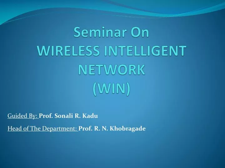 seminar on wireless intelligent network win