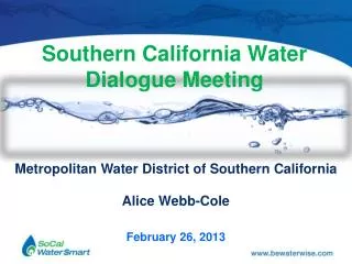 Southern California Water Dialogue Meeting