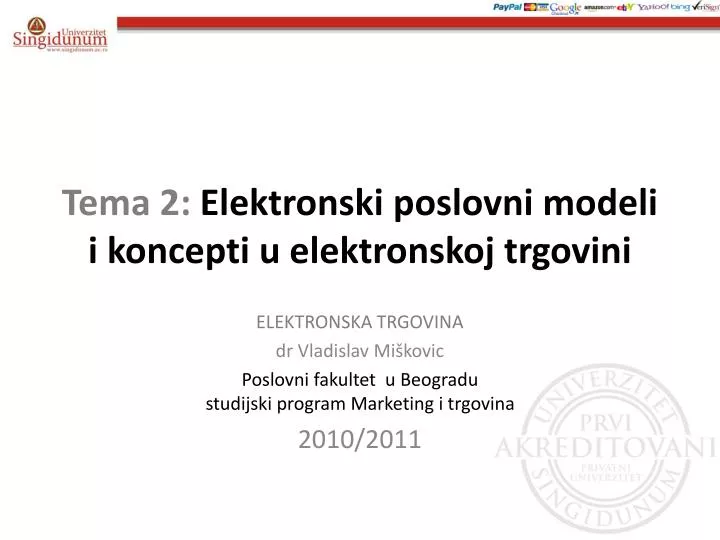 tema 2 elektronski poslovni modeli i koncepti u elektronskoj trgovini