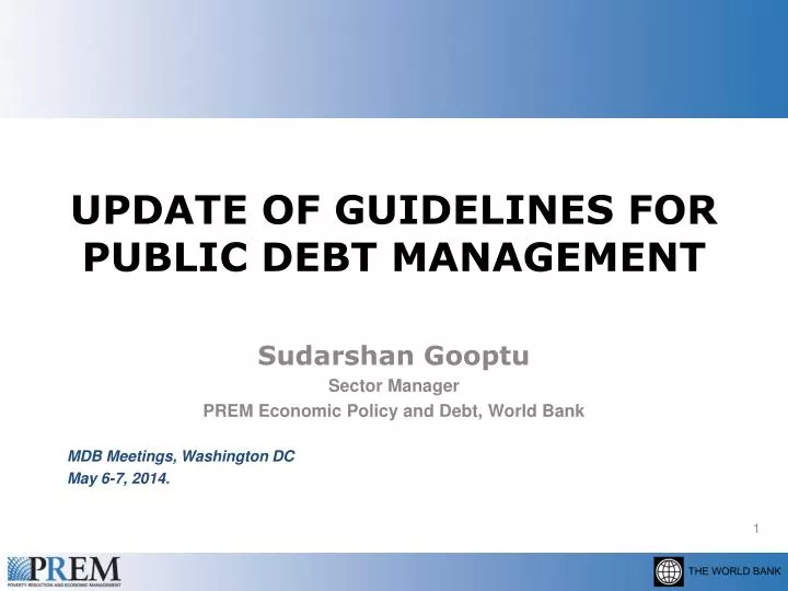 update of guidelines for public debt management